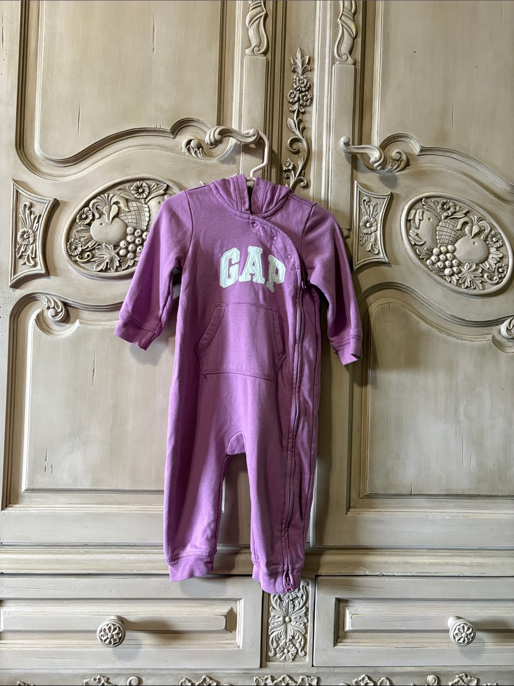 GAP Purple One-Piece Bodysuit with White Logo zip up/down option